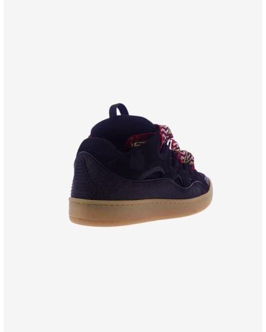 Lanvin Blue Round Toe Lace-Up Sneakers for men
