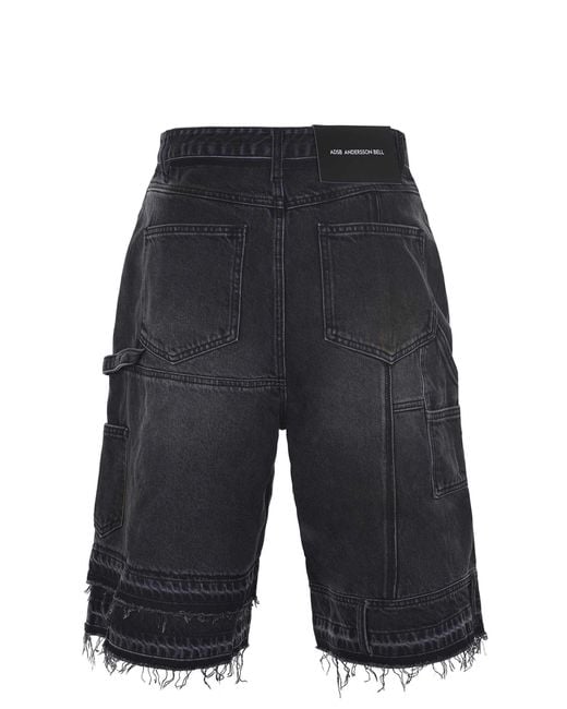 ANDERSSON BELL Blue Raw-Hem Denim Shorts for men