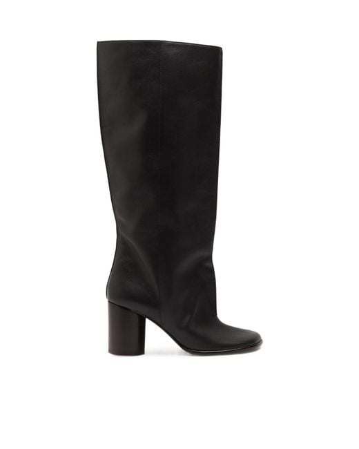 Lemaire Black Leather Knee-High Boots
