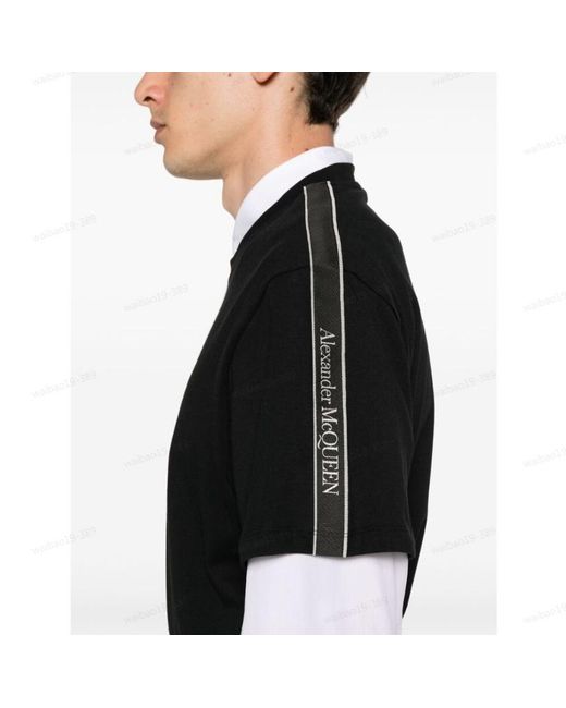 McQueen Black Short Sleeved Crewneck T-Shirt for men