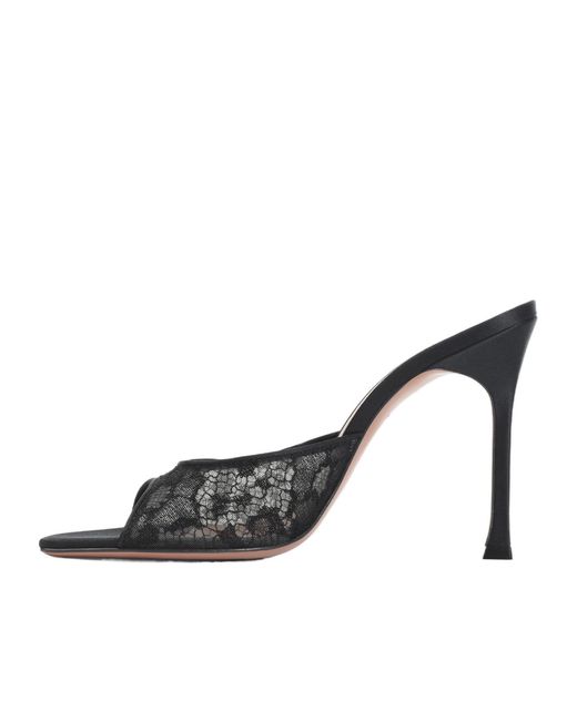 AMINA MUADDI Black Open-Toe High-Heeled Sandals