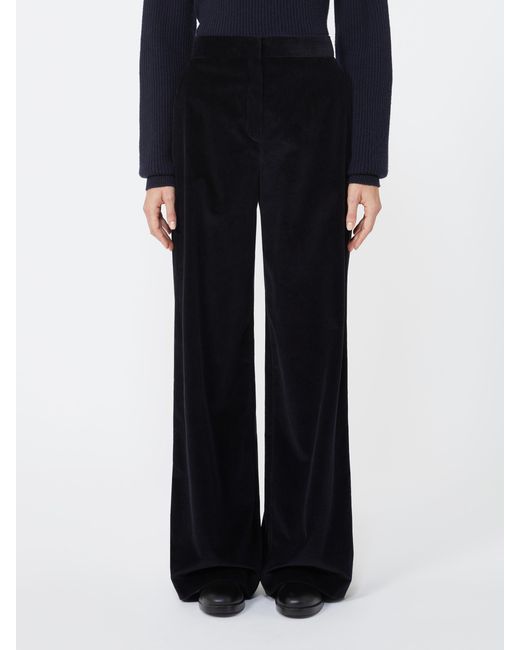 Max Mara Black Flared Velvet Trousers