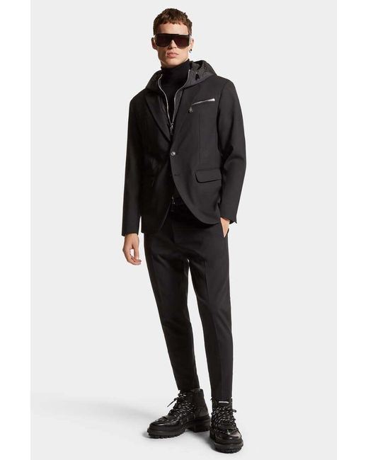 DSquared² Black Double Layered Hooded Jacket for men
