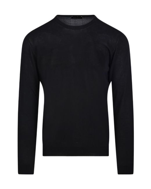 Roberto Collina Black Round Neck Sweater for men