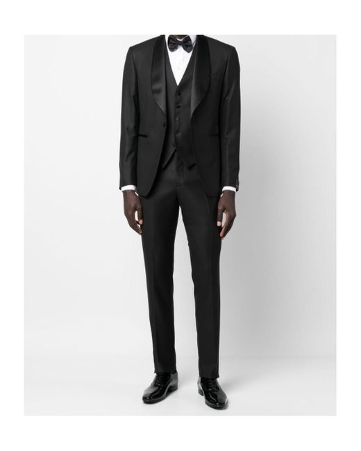 Tagliatore Black Single-Breasted Three-Piece Suit for men