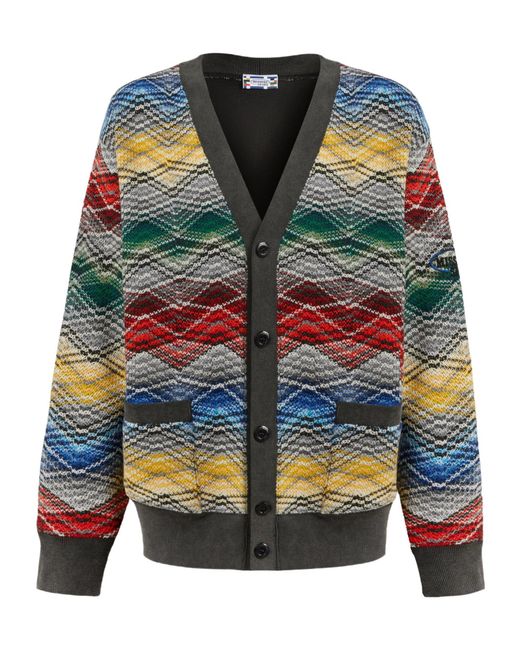 Missoni Blue Zigzag V-Neck Cardigan for men