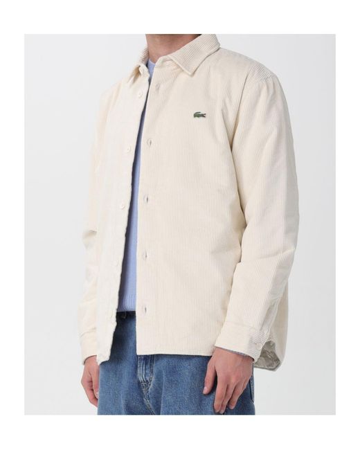 Lacoste White Oversized Corduroy Overshirt for men