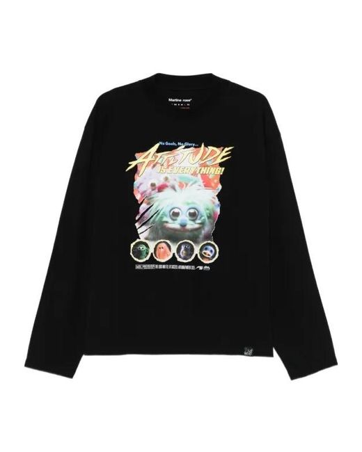 Martine Rose Black Crew-Neck Graphic-Print T-Shirt for men