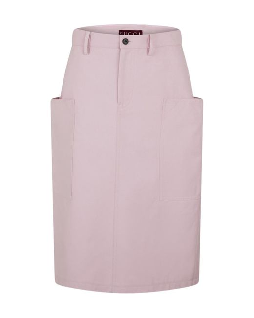 Gucci Pink Canvas Midi Skirt