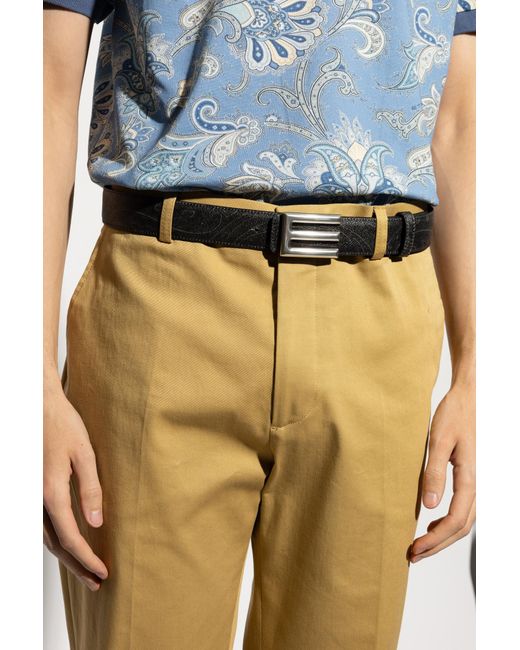 Etro White Paisley Printed Buckled Belt for men