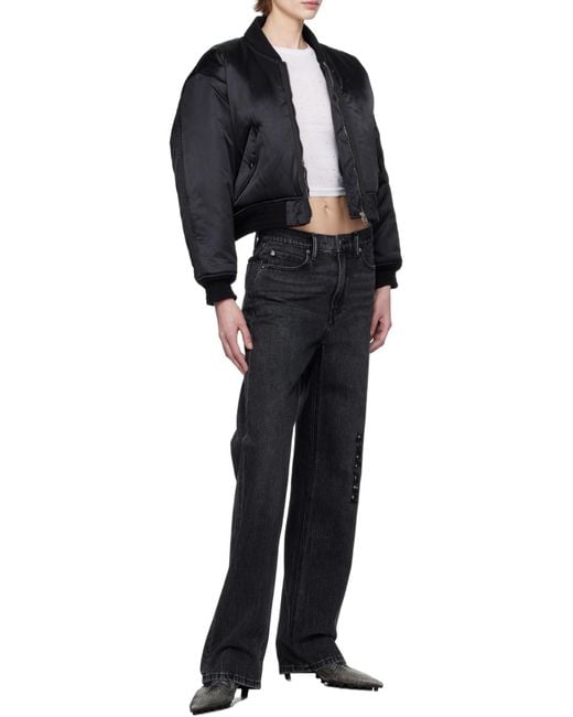 Alexander Wang Blue Logo Embroidered Bomber Jacket