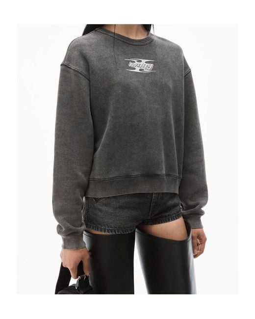 Alexander Wang Gray T By Blade Logo-Embossed Sweatshirt