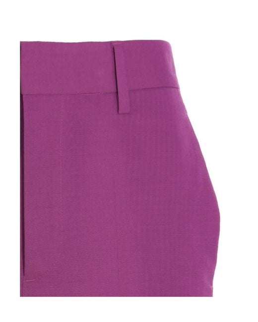DSquared² Purple Pleated Wide-Leg Trousers