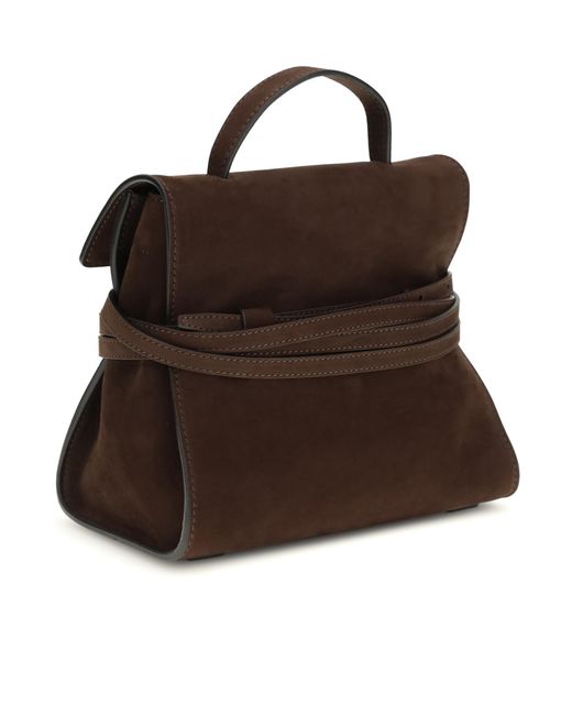 Moschino Brown Tie Me Logo Embossed Tote Bag