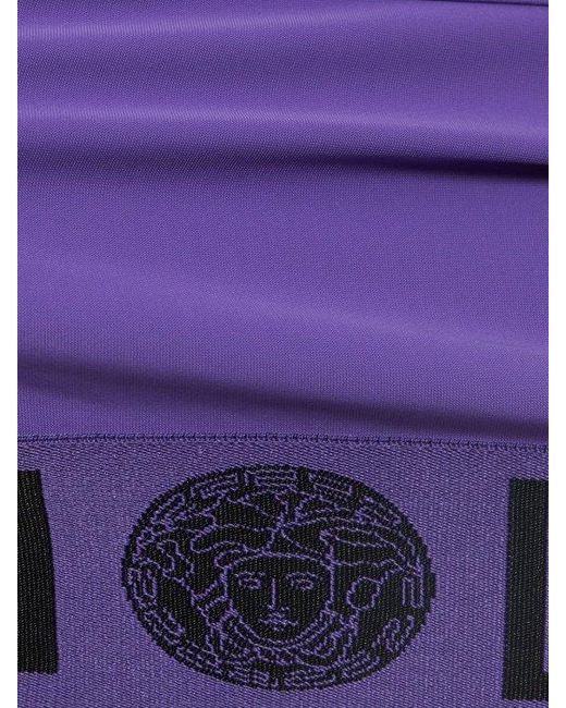 Versace Purple Stretch Tech Greca Sport Bra