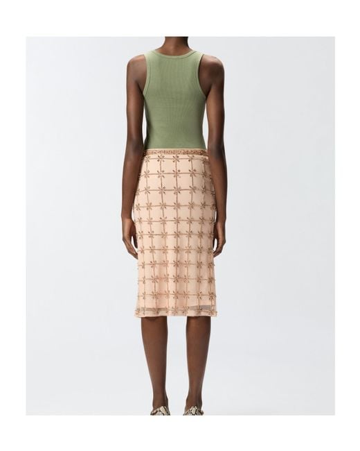 Pinko Green Ribbed Logo Plaque Tank Top