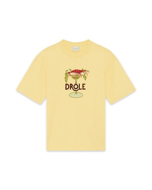 Drole de Monsieur Men's Yellow Drôle De Monsieur Logo Embroidered T-Shirt