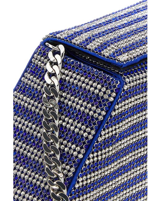 Kara Blue Embellished Parallelogram Clutch Bag