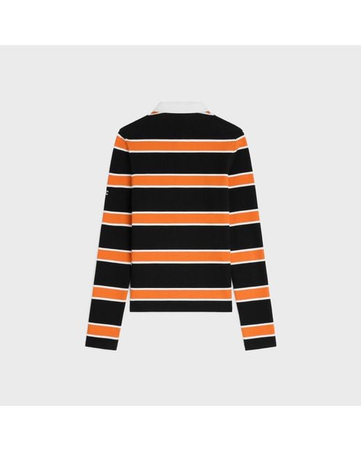 Céline Black Striped Cotton Jersey Polo for men
