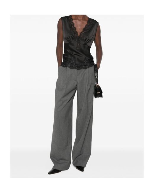 ERMANNO FIRENZE Black Lace-Detail Tank Top