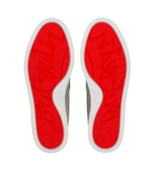 Christian Louboutin Gray Chambeliboat Grained Leather Loafers for men