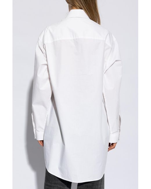 DIESEL White D-Dalis Logo Embroidered Shirt Dress
