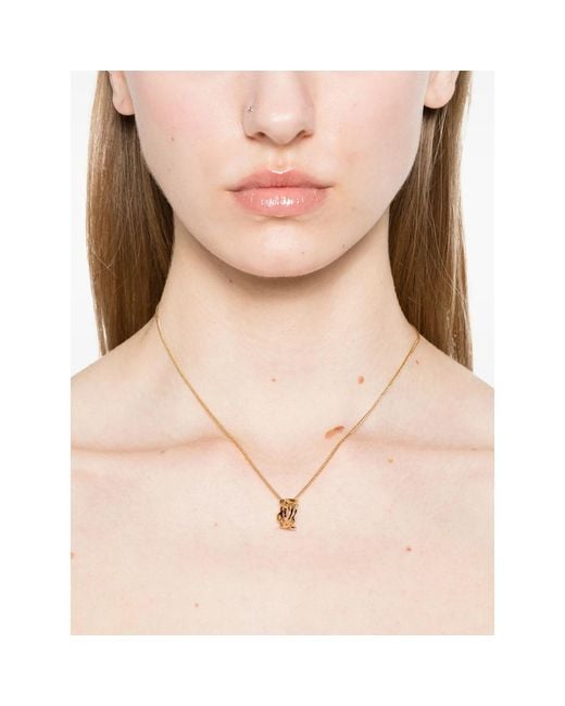 Saint Laurent White Cassandre Chained Necklace