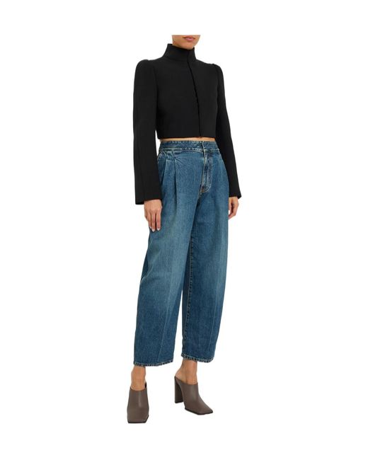 Alaïa Black Funnel-Neck Cavalry Twill Cropped Jacket