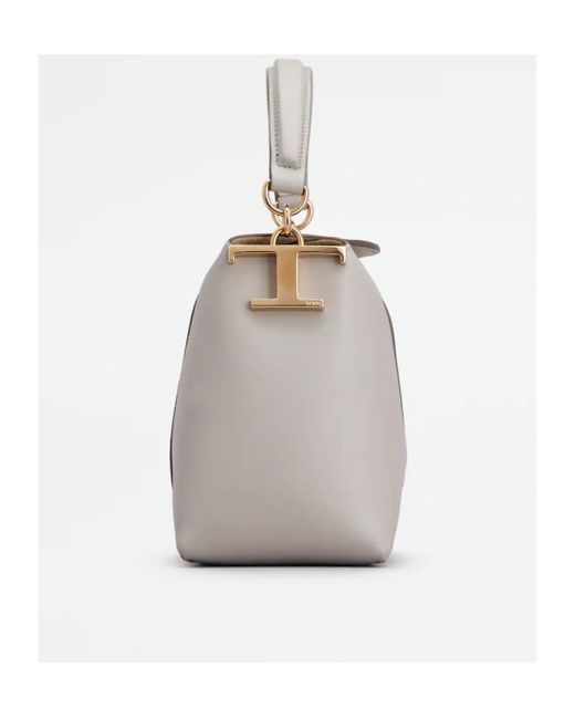 Tod's Gray Super Small T Case Mailman Shoulder Bag