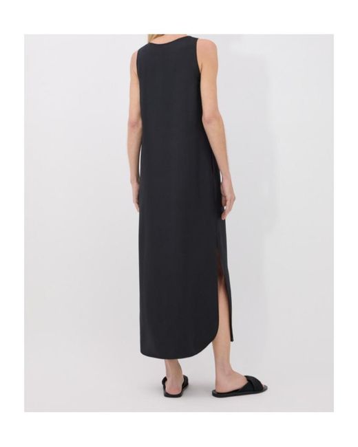 Loulou de Saison Black Sleeveless Silk Midi Dress