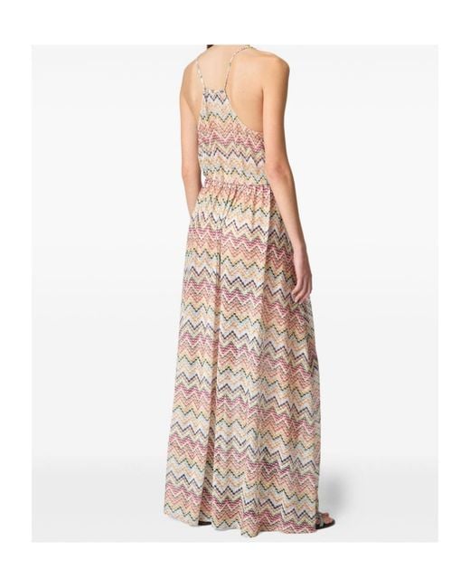 Missoni Natural Zigzag-Pattern Maxi Beach Dress