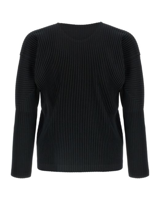 Homme Plissé Issey Miyake Black Homme Plissé Issey Miyake Long-Sleeved Crewneck Jumper for men