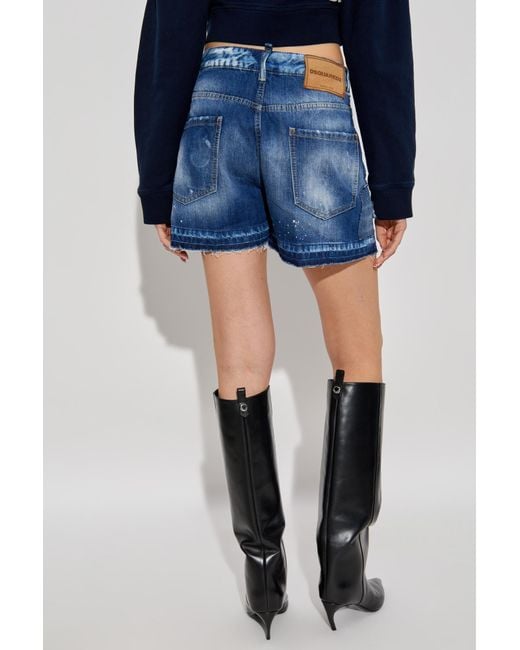 DSquared² Blue Distressed Denim Shorts