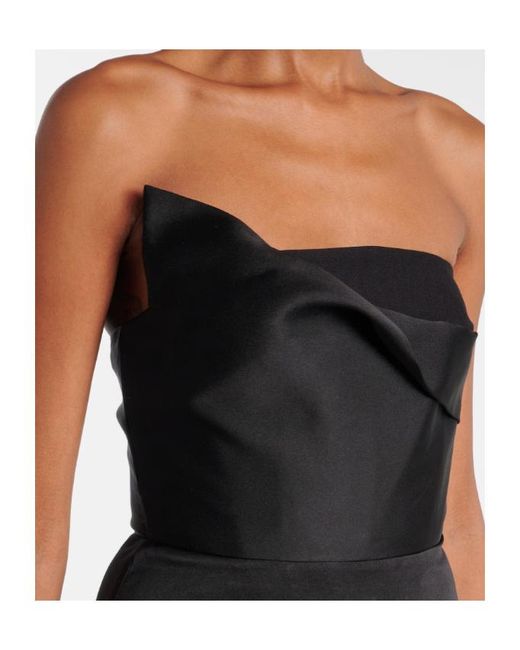 Roland Mouret Black Strapless Taffeta Gown