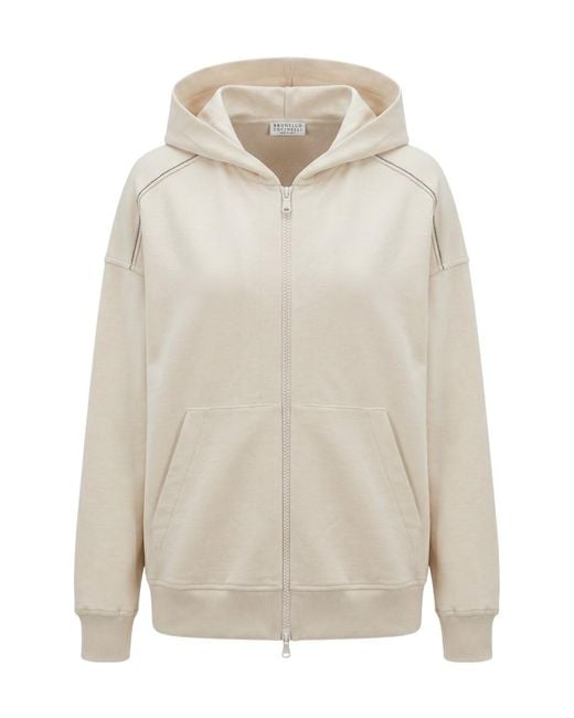 Brunello Cucinelli White Monili-Chain Hoodie