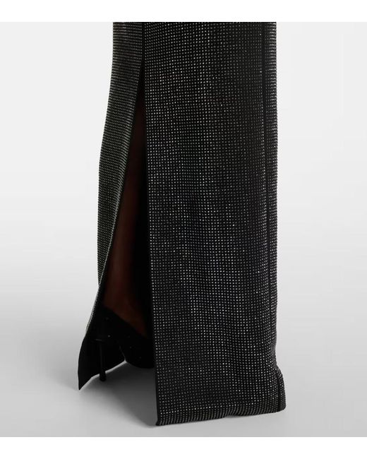 Roland Mouret Black Crystal-Embellished Off-Shoulder Gown