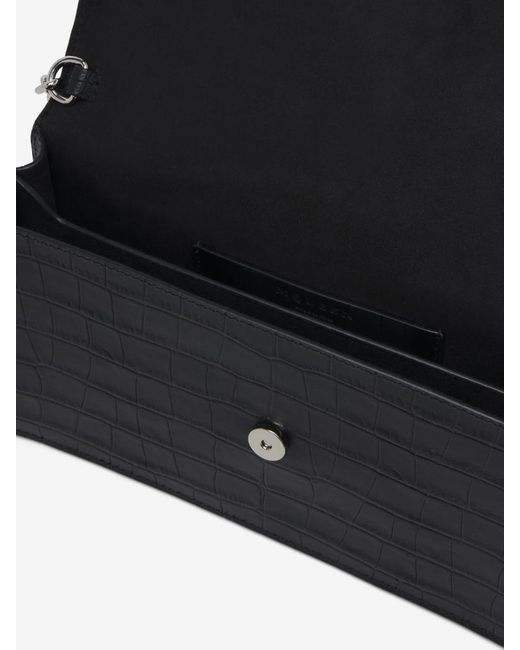 McQueen Black Skull Crocodile-Effect Shoulder Bag