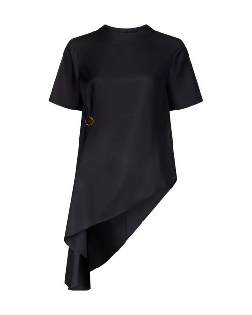 Loulou de Saison Blue Madea Draped Asymmetric Top