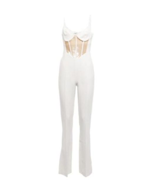 David Koma White Sequined Cutout Cady Jumpsuit