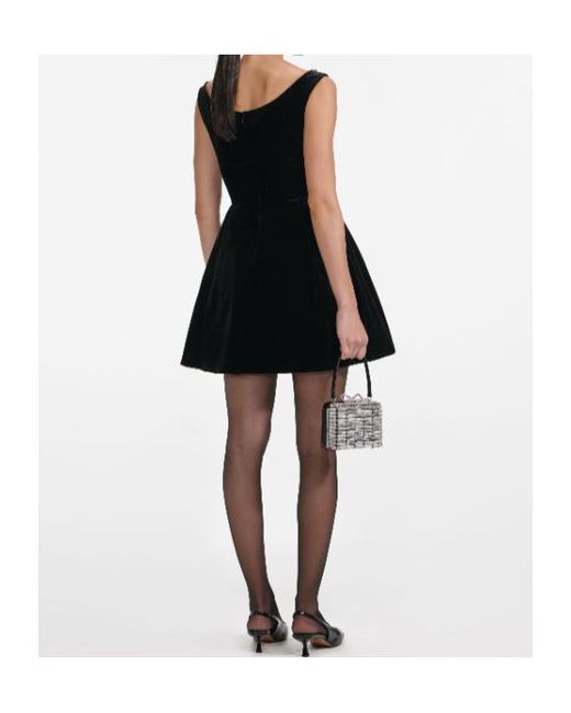 Self-Portrait Black Velvet Mini Dress