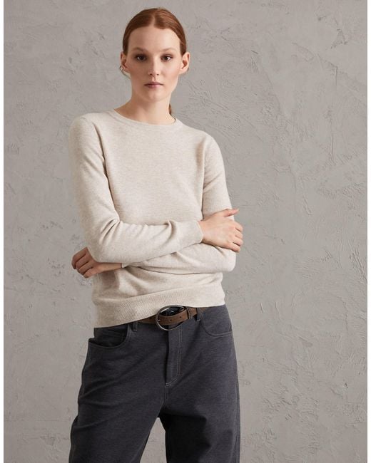 Brunello Cucinelli White Crewneck Knitted Jumper