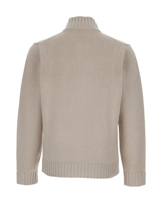 Kangra Cashmere Brown High-Neck Zip-Up Cardigan for men