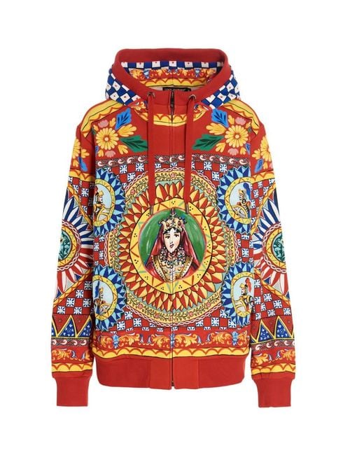Dolce & Gabbana Red Caretto Print Hoodie