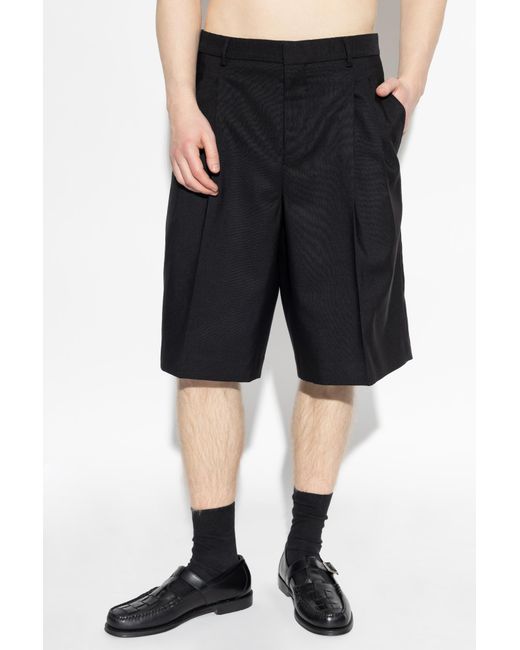 AMI Black High Waist Wide Bermuda Shorts for men