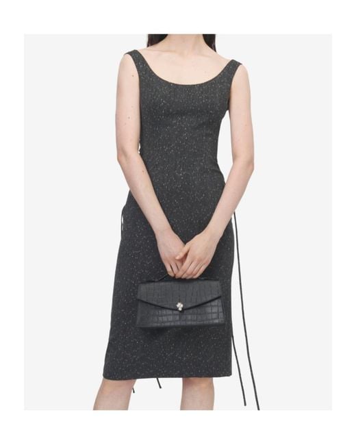 McQueen Black Skull Crocodile-Effect Shoulder Bag