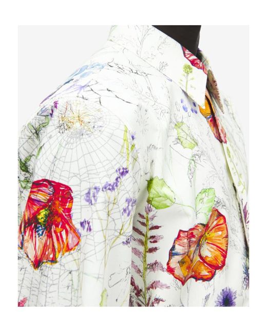 McQueen White Meadow Floral Printed Shirt for men