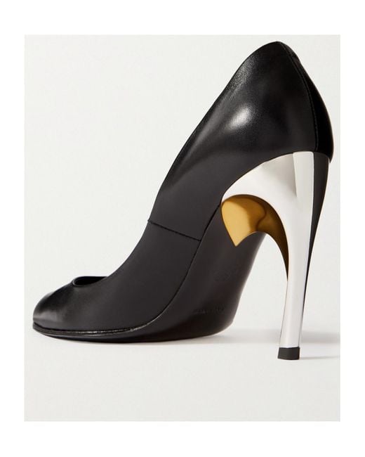 McQueen Black Armadillo Pointed-Toe Pumps