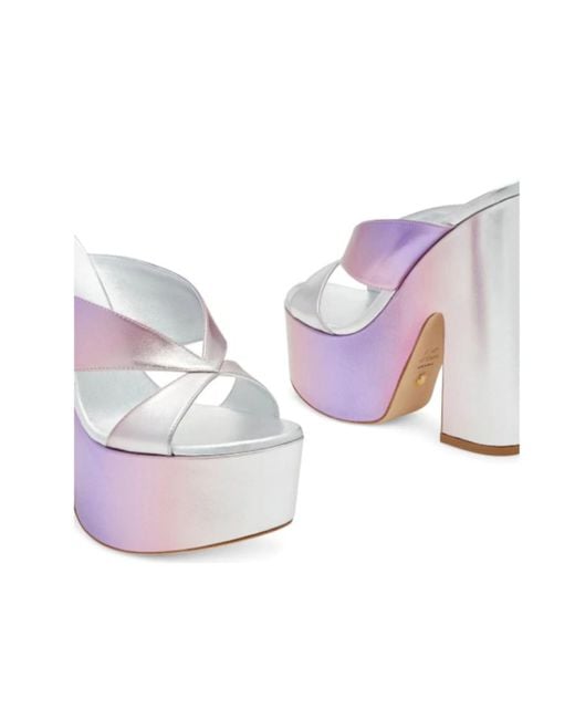 Stuart Weitzman Purple Miami Platform Metallic Mules