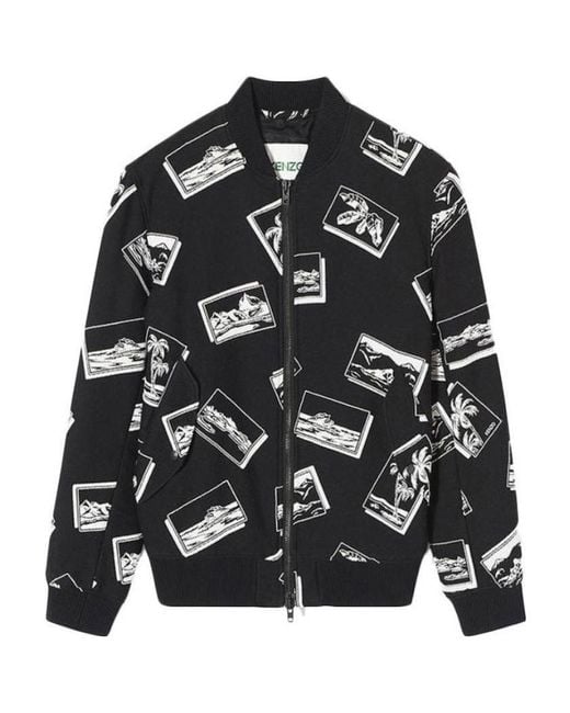 KENZO Black Printed Baseball Jacket for men