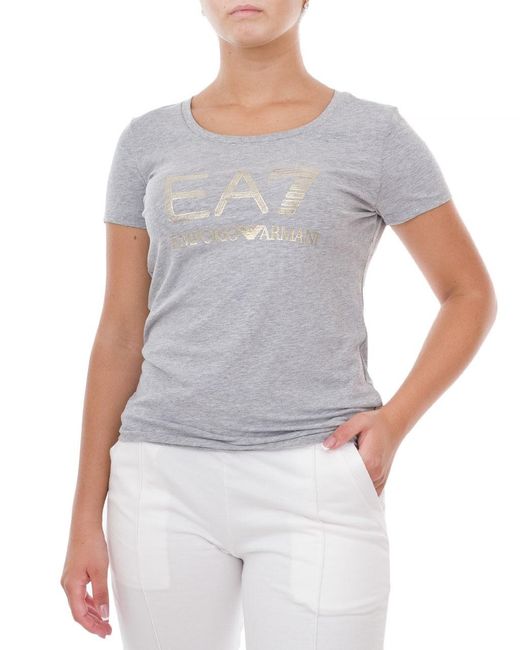 EA7 Gray Logo Printed T-Shirt